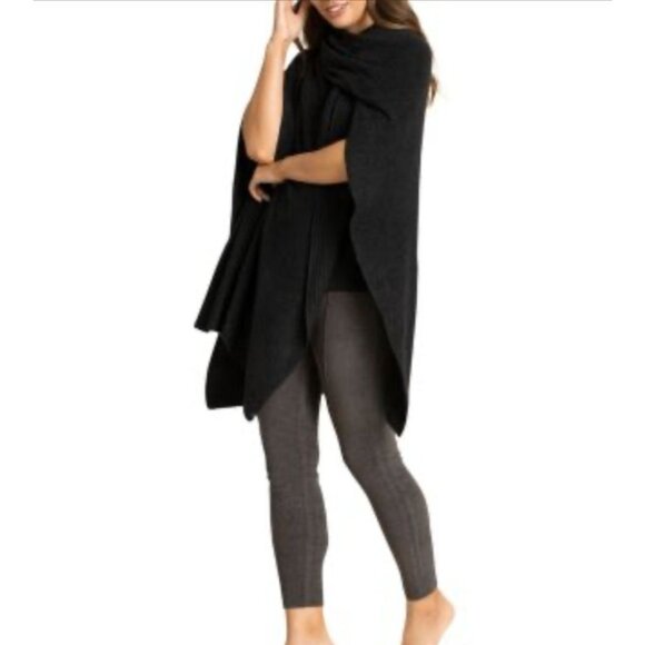 Soma Wknd Womens Black Open Front Poncho Wrap One Size - Picture 2 of 9